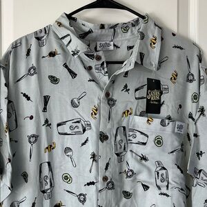 Sazerac house Light Gray Graphic Button-Down Shirt